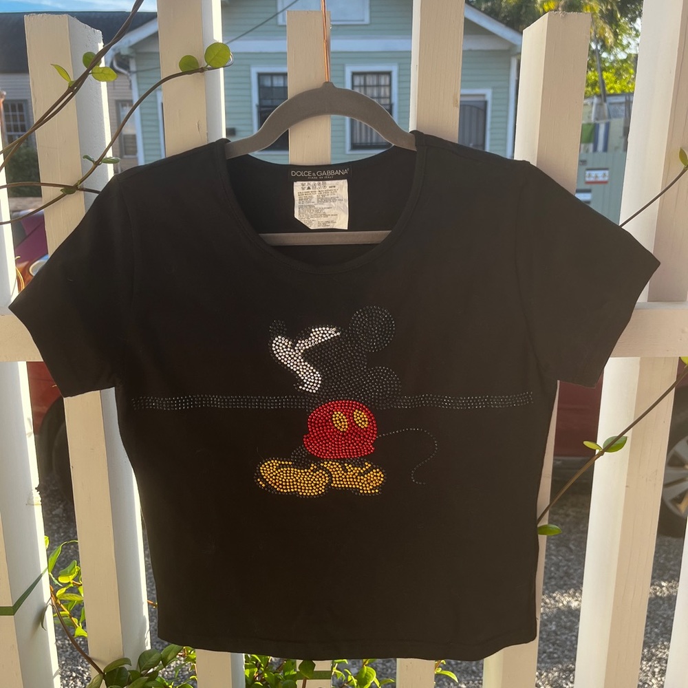 Dolce & Gabbana Authentic Mickey Mouse Disney rhinestone tee small med EUC